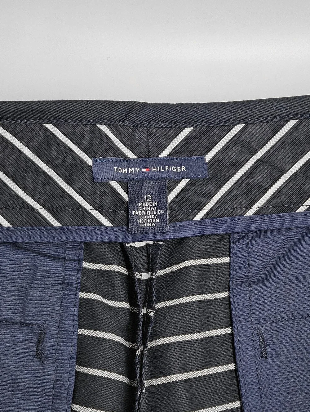 Tommy Hilfiger Size 12 Shorts Navy Striped Sailor 100% Cotton Nautical Retro